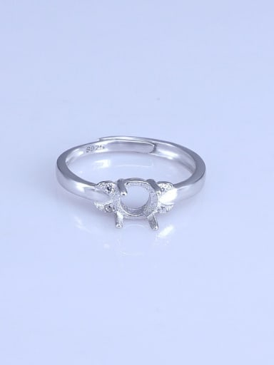 925 Sterling Silver 18K White Gold Plated Ball Ring Setting Stone diameter: 6mm