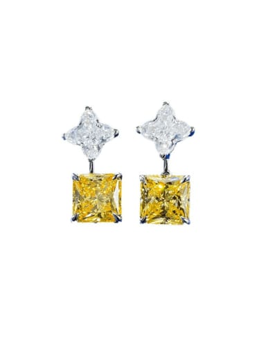 925 Sterling Silver High Carbon Diamond Square Luxury Cluster Earring