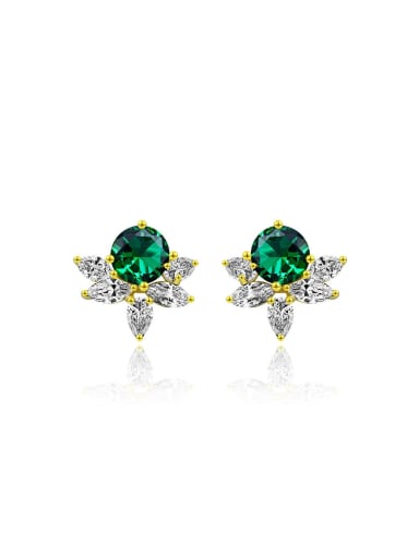 925 Sterling Silver High Carbon Diamond Green Geometric Luxury Earring