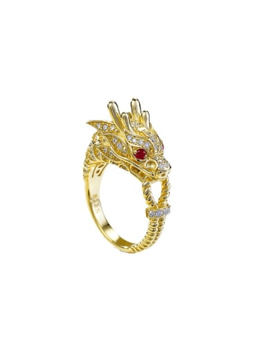 925 Sterling Silver Cubic Zirconia Dragon Vintage Band Ring