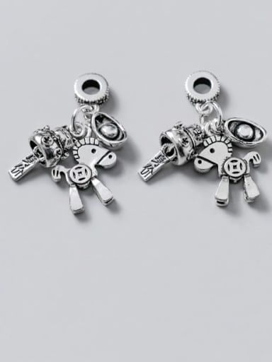 925 Sterling Silver Horse Cat Charm Height : 19 mm , Width: 13.5 mm