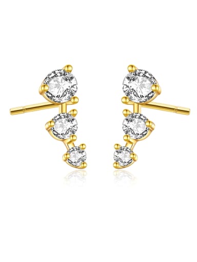 Baishi 925 Sterling Silver Cubic Zirconia Geometric Dainty Stud Earring