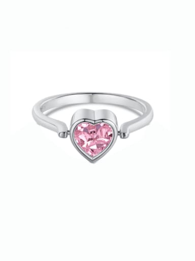 DY120586 Platinum 925 Sterling Silver 5A Cubic Zirconia Heart Minimalist Band Ring