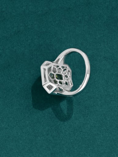 925 Sterling Silver High Carbon Diamond Geometric Luxury Cocktail Ring
