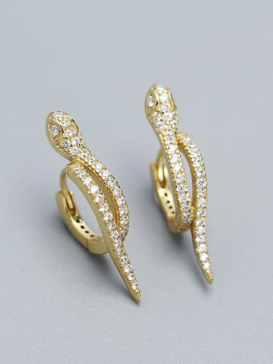 Gold 925 Sterling Silver Cubic Zirconia Snake Dainty Stud Earring