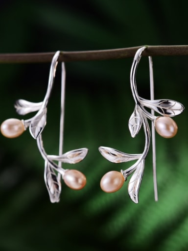 925 Sterling Silver  Moye Dewdrop Natural Pearl Artisan Hook Earring