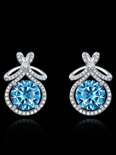 Blue [e 1862] 925 Sterling Silver High Carbon Diamond Green Geometric Luxury Stud Earring