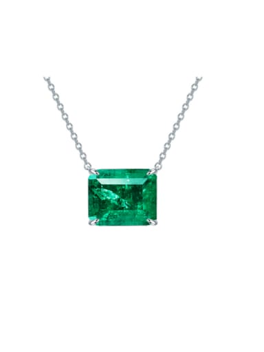 Emerald 925 Sterling Silver Emerald Geometric Luxury Necklace