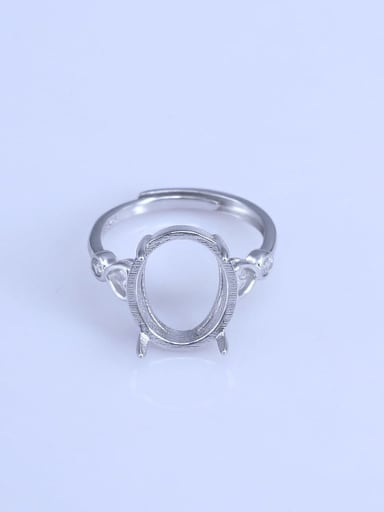 925 Sterling Silver 18K White Gold Plated Geometric Ring Setting Stone size: 8*10 9*11 11*13 10*14 12*15 13*18MM