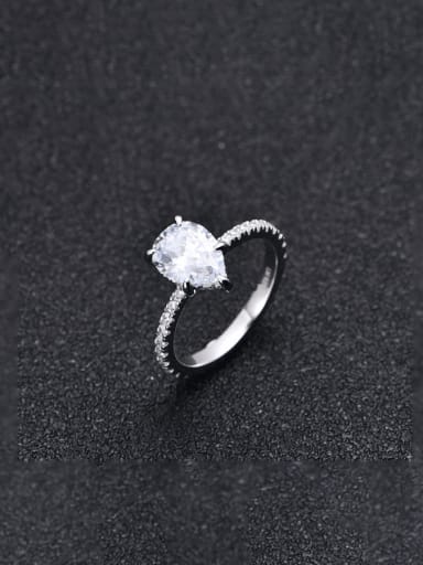 925 Sterling Silver 5A Cubic Zirconia Water Drop Luxury Band Ring