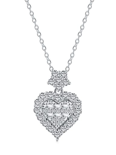 DY190073 925 Sterling Silver Cubic Zirconia Heart Dainty Necklace