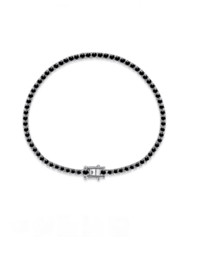 DY150086 S W BK 2mm wide 925 Sterling Silver Cubic Zirconia Geometric Luxury Link Bracelet