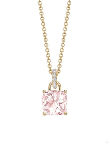 Golden+ pink 925 Sterling Silver Cubic Zirconia Geometric Minimalist Necklace