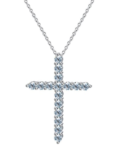 Main stone: 10 points, 16 pieces 925 Sterling Silver Moissanite Cross Dainty Regligious Necklace