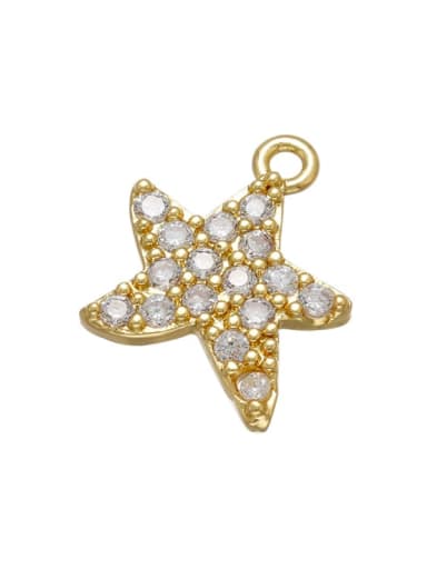 Golden White Diamond starfish Brass Micro inlay Fancy diamond Small pendant