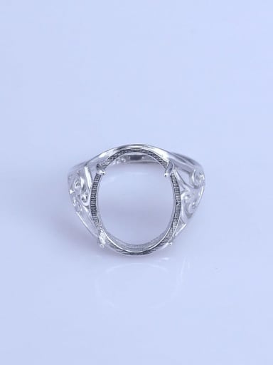 925 Sterling Silver 18K White Gold Plated Geometric Ring Setting Stone size: 7*9 mm