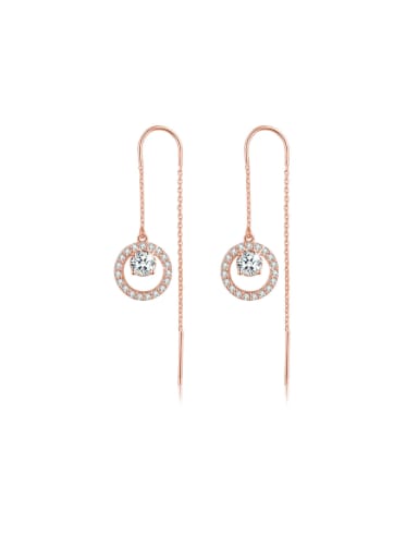 925 Sterling Silver Cubic Zirconia Geometric Minimalist Threader Earring