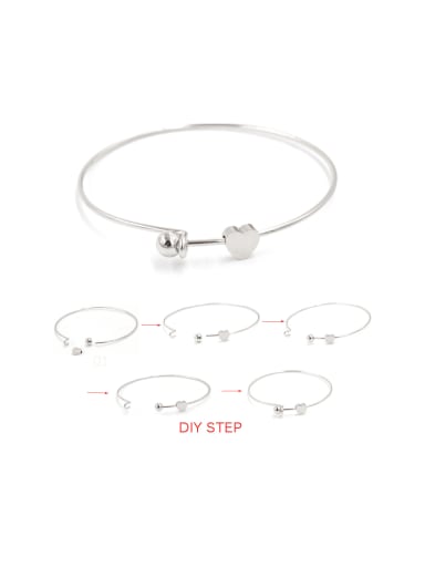 Stainless steel open simple threaded bead detachable bracelet