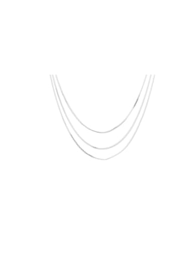 925 Sterling Silver Geometric Trend Multi Strand Necklace