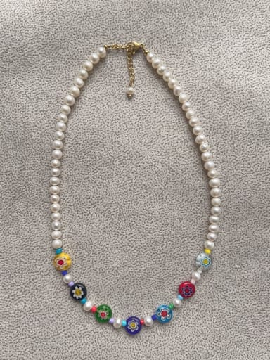 Freshwater Pearl Multi Color Irregular Bohemia   Handmade Beading  Necklace