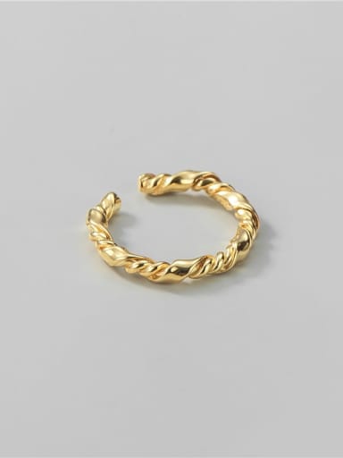 Gold 925 Sterling Silver Twist Round Minimalist Band Ring