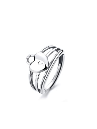 925 Sterling Silver Heart Vintage Stackable Ring