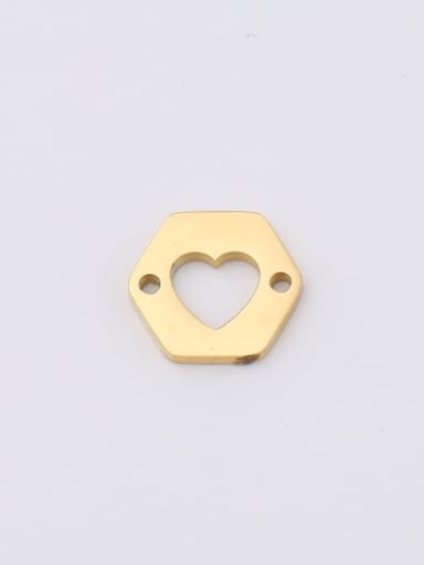golden Stainless steel hollow double-hole polygon love heart Connectors