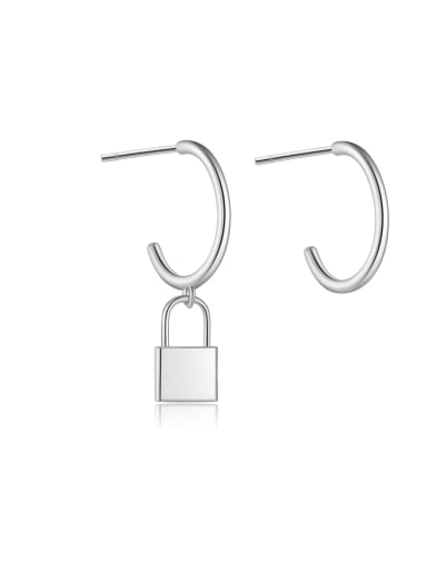 Platinum Lock 925 Sterling Silver Locket Trend Hook Earring