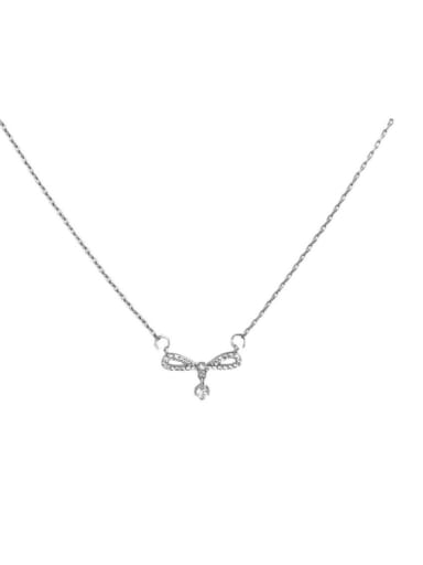 925 Sterling Silver Cubic Zirconia Bowknot Minimalist Necklace