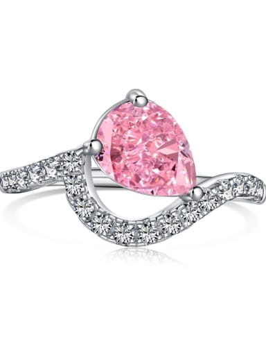 Pink pear shaped DY120776 S W BF 925 Sterling Silver Cubic Zirconia Geometric Dainty Band Ring