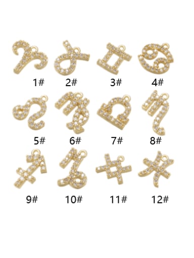Brass Cubic Zirconia Gold Zodiac Pendant