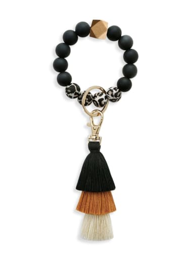 Alloy Tassel Silicone  Beads Leopard Bracelet /Key Chain