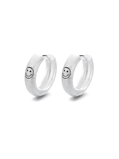925 Sterling Silver Smiley Minimalist Huggie Earring