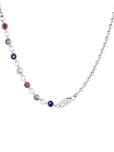 461FL40cm, about 9g 925 Sterling Silver Cubic Zirconia Geometric Vintage Necklace