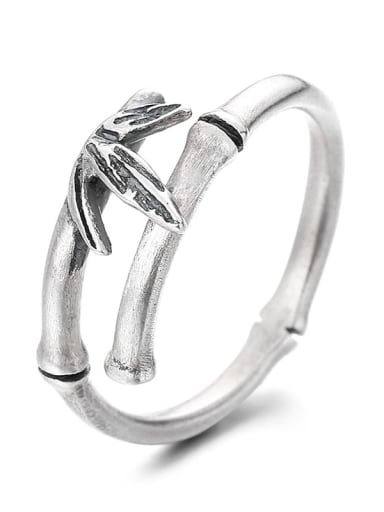 1036J matte approximately 2.7g 925 Sterling Silver Leaf Vintage Band Ring