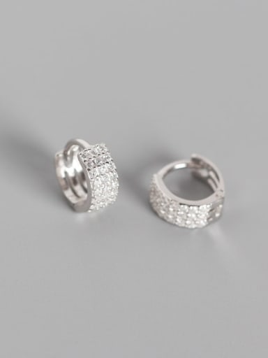 1#Platinum 925 Sterling Silver Cubic Zirconia White Geometric Trend Huggie Earring