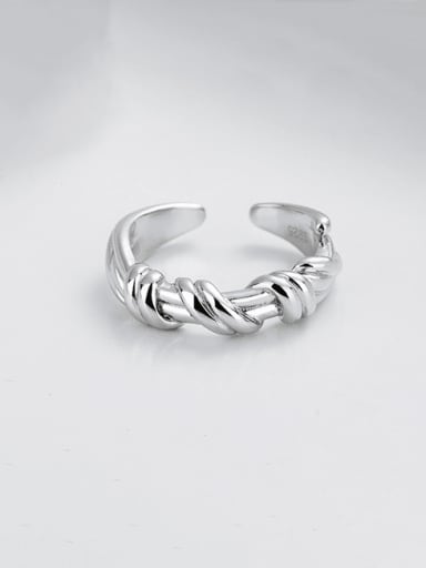 D013 Platinum  4.4g 925 Sterling Silver Twist Irregular Minimalist Band Ring