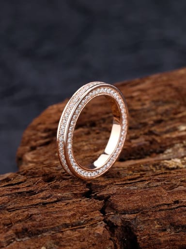 Rose gold 925 Sterling Silver Cubic Zirconia Geometric Minimalist Band Ring