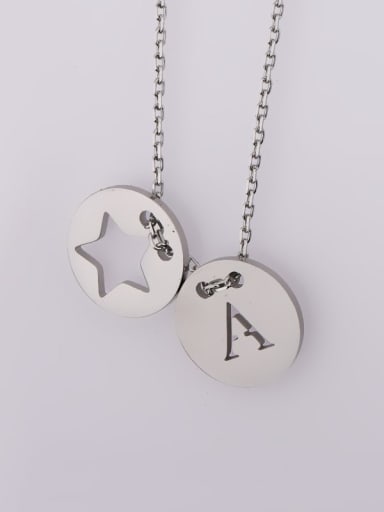 Steel color Stainless steel Letter Trend Initials Necklace