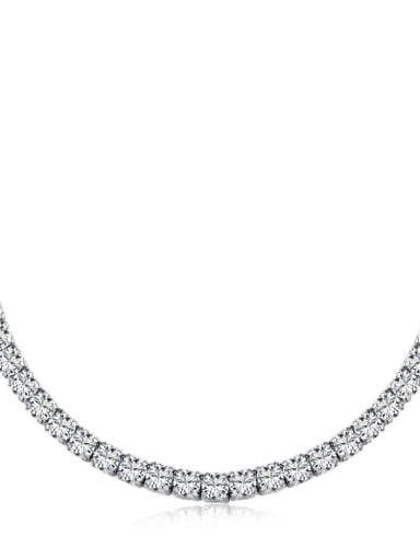4MM Stone, Length : 31cm+ 7cm 925 Sterling Silver Cubic Zirconia tennis Necklace