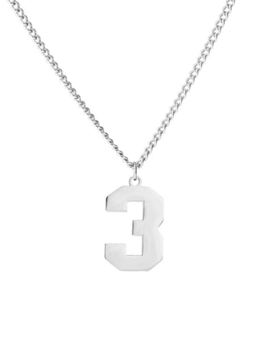 Number 3 Necklace Titanium Steel Number Minimalist Long Strand Necklace
