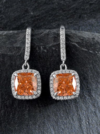 Rose orange [e 2052] 925 Sterling Silver High Carbon Diamond Geometric Luxury Drop Earring
