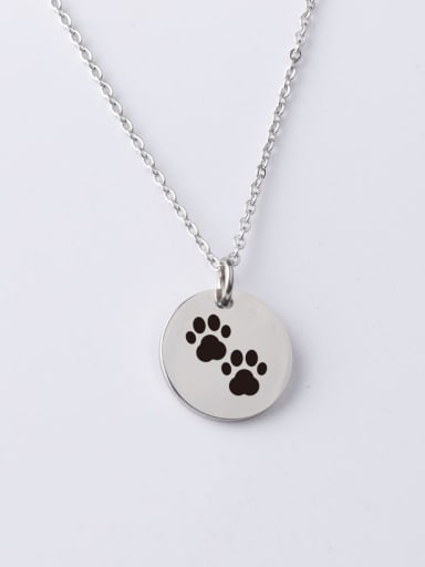YP001 172 20MM Stainless steel disc engraving dog paw pattern pendant necklace