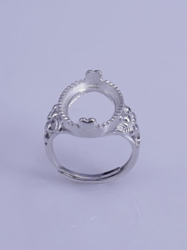 custom 925 Sterling Silver 18K White Gold Plated Heart Ring Setting Stone size: 12*16mm