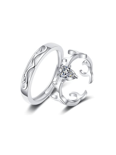 custom 925 Sterling Silver Deer Minimalist Couple Christmas Ring