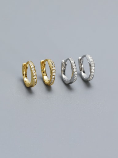 925 Sterling Silver Cubic Zirconia Geometric Vintage Huggie Earring