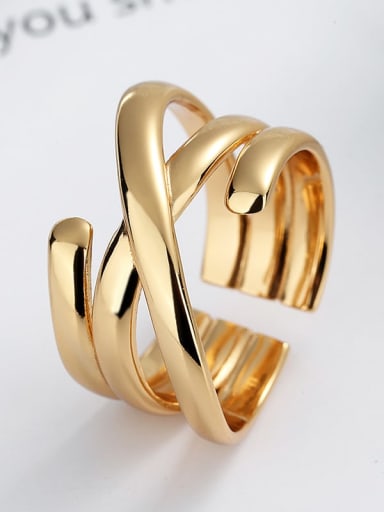 D014 gold, about 5.31g 925 Sterling Silver Geometric Trend Band Ring