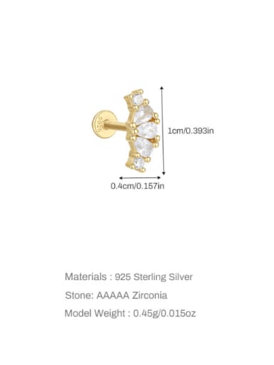 Single Gold 1 925 Sterling Silver Cubic Zirconia Geometric Minimalist Single Earring