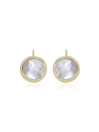 925 Sterling Silver Shell Round Minimalist Stud Earring