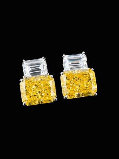 925 Sterling Silver High Carbon Diamond Square Luxury Stud Earring